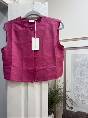 NWT Julia Amory Silk Dupioni Blair Top in French Rose